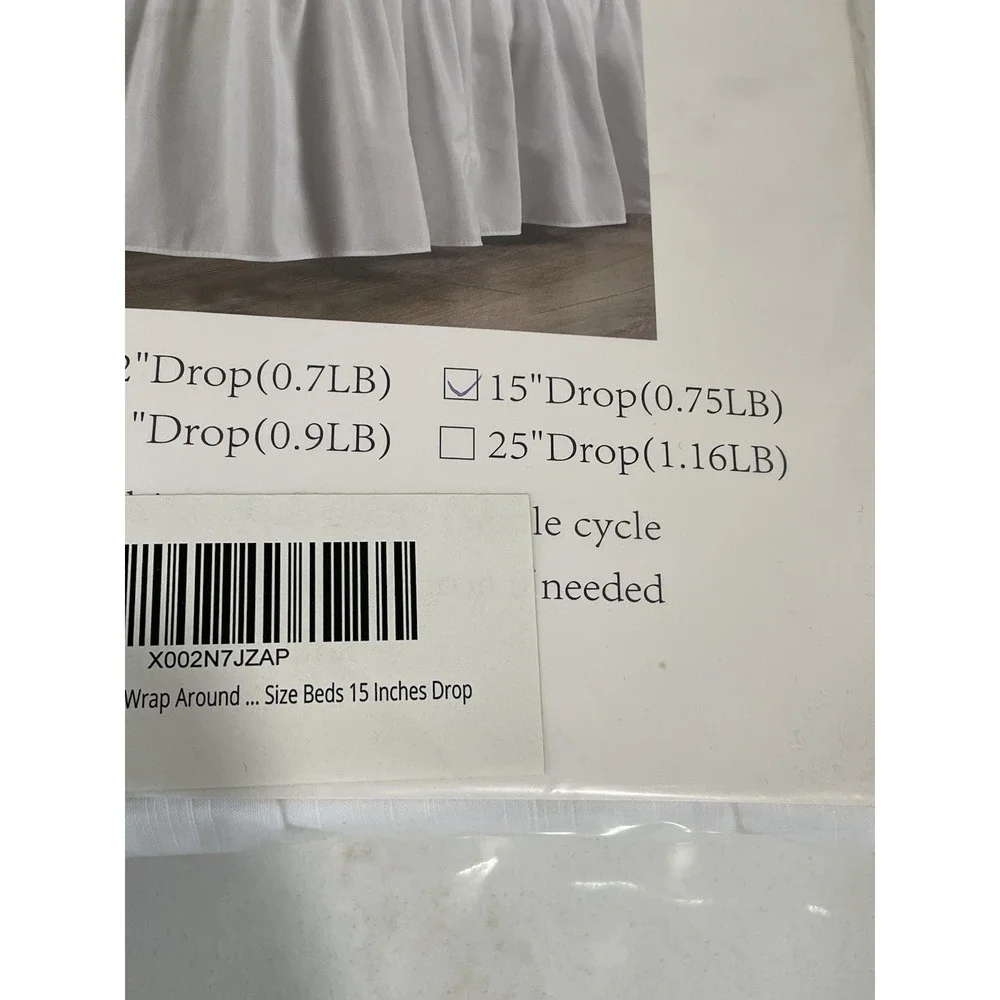 New Biscayne Bay Wrap Around Twin Sz Bed Elastic White Bedskirt 15